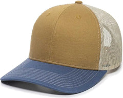 OC Sports OC771 Adjustable Mesh Back Cap - Old Gold Khaki Slate - Gold Khaki / 6 7/8’’ - 7 1/2’’