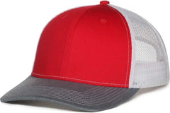 OC Sports OC771 Adjustable Mesh Back Cap - Red White Heather Gray - Heather Gray / OSFM