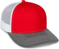 OC Sports OC771 Adjustable Mesh Back Cap - Red White Heather Gray - Heather Gray / OSFM