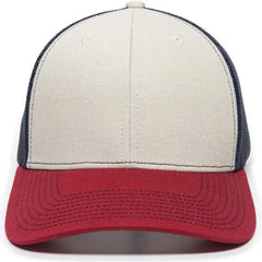 OC Sports OC771 Adjustable Mesh Back Cap - Stone Navy Cardinal - Ivory Navy / 6 7/8’’ - 7 1/2’’