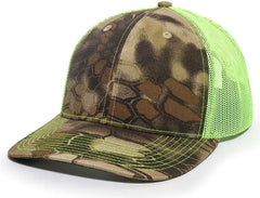 OC Sports OC771CAMO Adjustable Mesh Back Cap - Kryptek Highlander Neon Yellow - Kryptek Highlander Lime / 6 7/8’’ - 7