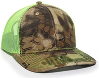 OC Sports OC771CAMO Adjustable Mesh Back Cap - Kryptek Highlander Neon Yellow - Kryptek Highlander Lime / 6 7/8’’ - 7