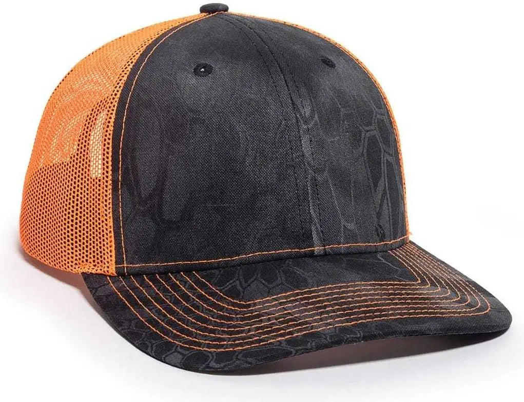OC Sports OC771CAMO Adjustable Mesh Back Cap - Kryptek Typhon Neon Orange - Kryptek Typhon Orange / 6 7/8’’ - 7 1/2’’