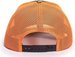 OC Sports OC771CAMO Adjustable Mesh Back Cap - Mossy Oak Original Bottomland Neon Orange - Mossy Oak Neon Orange / 6