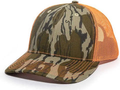 OC Sports OC771CAMO Adjustable Mesh Back Cap - Mossy Oak Original Bottomland Neon Orange - Mossy Oak Neon Orange / 6
