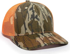 OC Sports OC771CAMO Adjustable Mesh Back Cap - Mossy Oak Original Bottomland Neon Orange - Mossy Oak Neon Orange / 6