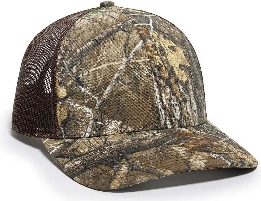 OC Sports OC771CAMO Adjustable Mesh Back Cap - Realtree Edge Brown - Realtree Edge Brown / 6 7/8’’ - 7 1/2’’