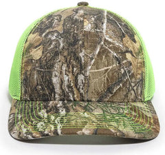OC Sports OC771CAMO Adjustable Mesh Back Cap - Realtree Edge Neon Yellow - Realtree Edge Lime / 6 7/8’’ - 7 1/2’’