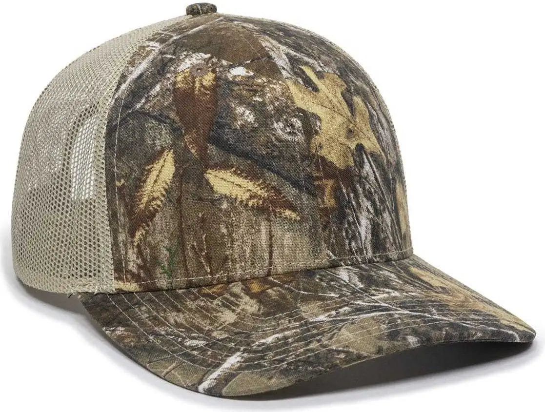 OC Sports OC771CAMO Adjustable Mesh Back Cap - Realtree Edge Tan - Realtree Edge Tan / 6 7/8’’ - 7 1/2’’