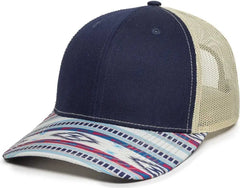 OC Sports OC771P Slight Pre-Curved Sublimated Visor Cap - Navy Khaki Khaki - Navy Khaki / 6 7/8’’ - 7 1/2’’