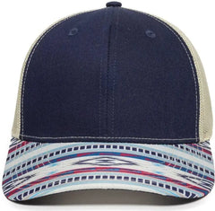 OC Sports OC771P Slight Pre-Curved Sublimated Visor Cap - Navy Khaki Khaki - Navy Khaki / 6 7/8’’ - 7 1/2’’