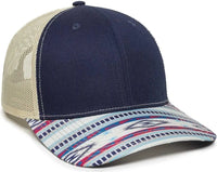 OC Sports OC771P Slight Pre-Curved Sublimated Visor Cap - Navy Khaki Khaki - Navy Khaki / 6 7/8’’ - 7 1/2’’