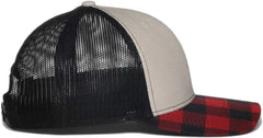 OC Sports OC771P Slight Pre-Curved Sublimated Visor Cap - Stone Black Red Plaid - Black Red / 6 7/8’’ - 7 1/2’’