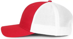 OC Sports OC771PF Slight Pre-Curved Visorr Cap - Red White - Red White / 6 7/8’’ - 7 1/2’’