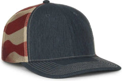 OC Sports OC771PM Mesh Back Mexican Flag Cap - Ln Heathered Navy Tan - Tan / OSFM
