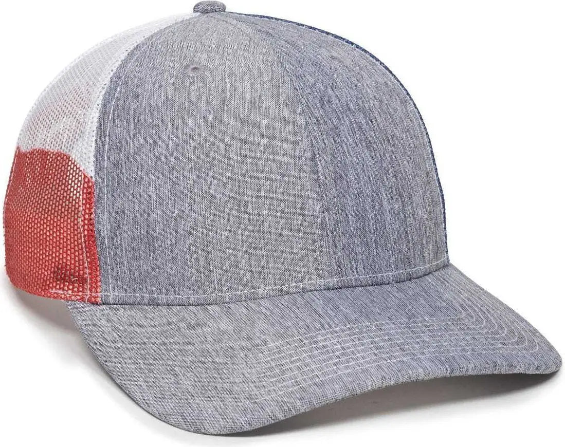 OC Sports OC771PM Mesh Back Texas Flag Cap - LN Heathered Gray TX - Gray / 6 7/8’’ - 7 1/2’’
