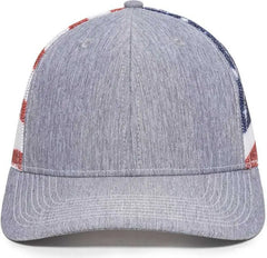 OC Sports OC771PM Mesh Back USA Flag Cap - LN Heathered Gray USA - Gray / 6 7/8’’ - 7 1/2’’