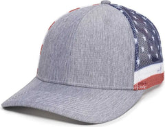 OC Sports OC771PM Mesh Back USA Flag Cap - LN Heathered Gray USA - Gray / 6 7/8’’ - 7 1/2’’