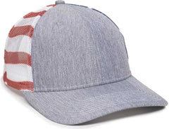 OC Sports OC771PM Mesh Back USA Flag Cap - LN Heathered Gray USA - Gray / 6 7/8’’ - 7 1/2’’