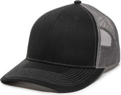 OC Sports OC771V Adjustable Mesh Back Cap - Black Charcoal - Black Dark Gray / 6 7/8’’ - 7 1/2’’
