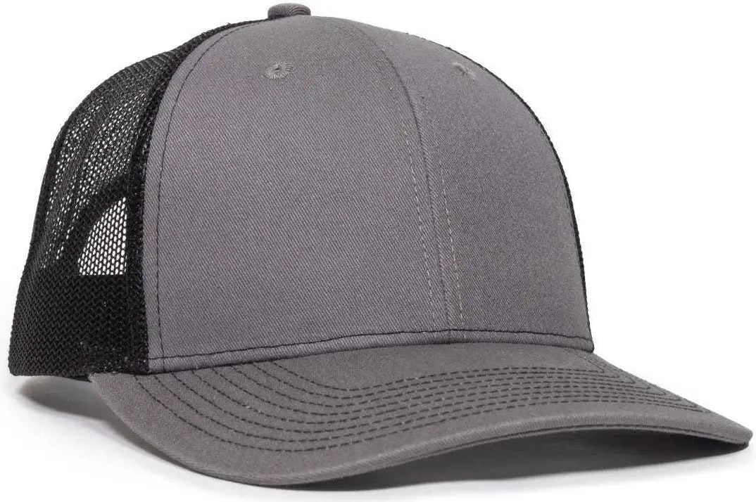 OC Sports OC771V Adjustable Mesh Back Cap - Charcoal Black - Dark Gray Black / 6 7/8’’ - 7 1/2’’