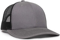 OC Sports OC771V Adjustable Mesh Back Cap - Charcoal Black - Dark Gray Black / 6 7/8’’ - 7 1/2’’