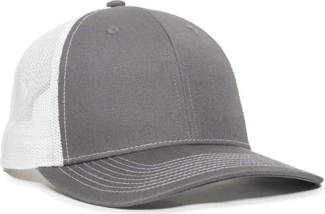 OC Sports OC771V Adjustable Mesh Back Cap - Charcoal White - Dark Gray White / 6 7/8’’ - 7 1/2’’