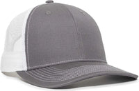 OC Sports OC771V Adjustable Mesh Back Cap - Charcoal White - Dark Gray White / 6 7/8’’ - 7 1/2’’