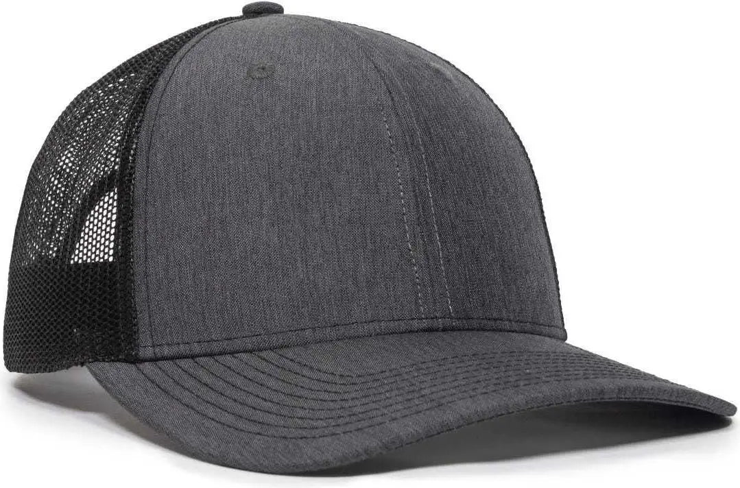 OC Sports OC771V Adjustable Mesh Back Cap - Heathered Charcoal Black - Dark Gray Black / 6 7/8’’ - 7 1/2’’