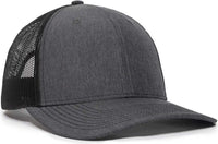OC Sports OC771V Adjustable Mesh Back Cap - Heathered Charcoal Black - Dark Gray Black / 6 7/8’’ - 7 1/2’’