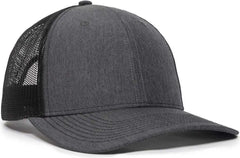 OC Sports OC771V Adjustable Mesh Back Cap - Heathered Charcoal Black - Dark Gray Black / 6 7/8’’ - 7 1/2’’