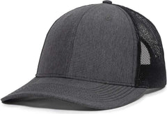 OC Sports OC771V Adjustable Mesh Back Cap - Heathered Charcoal Black - Dark Gray Black / 6 7/8’’ - 7 1/2’’