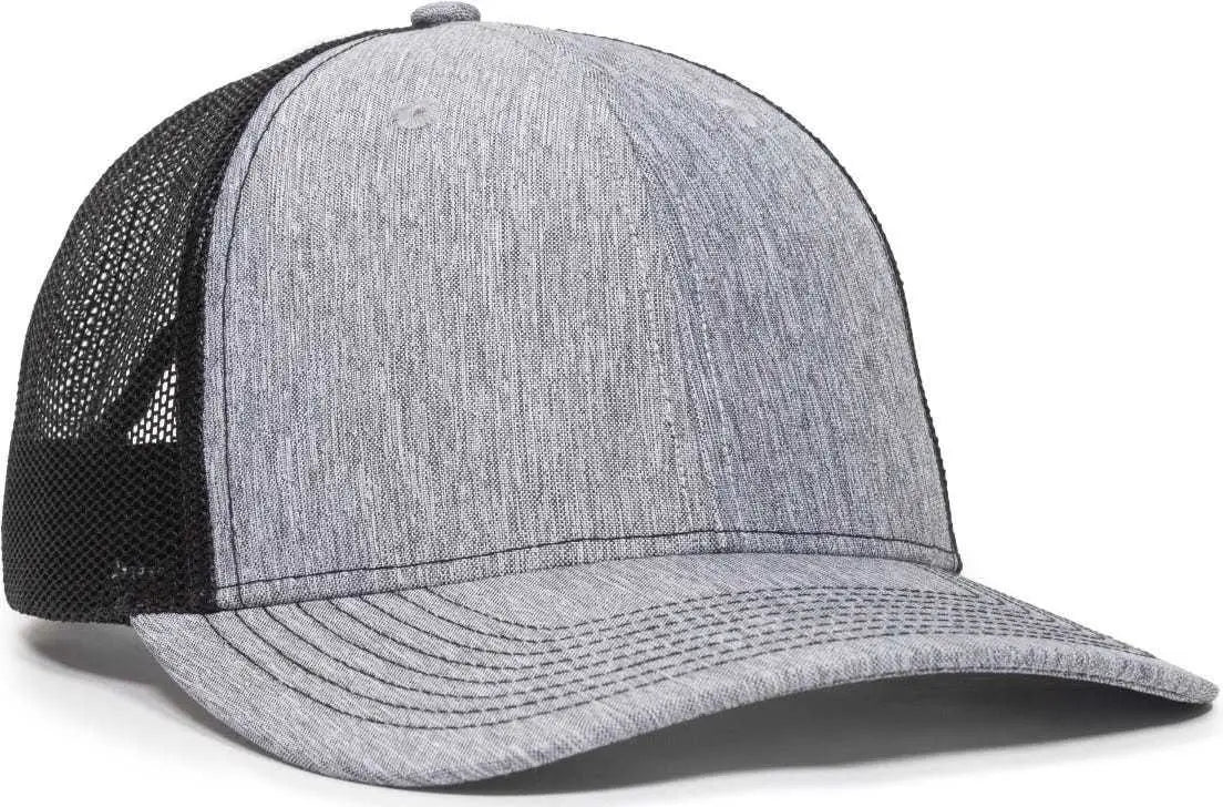 OC Sports OC771V Adjustable Mesh Back Cap - Heathered Gray Black - Gray Black / 6 7/8’’ - 7 1/2’’