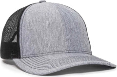 OC Sports OC771V Adjustable Mesh Back Cap - Heathered Gray Black - Gray Black / 6 7/8’’ - 7 1/2’’