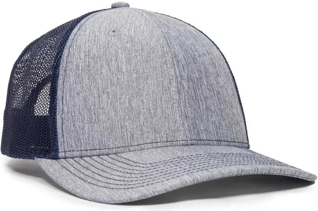 OC Sports OC771V Adjustable Mesh Back Cap - Heathered Gray Navy - Gray Navy / 6 7/8’’ - 7 1/2’’