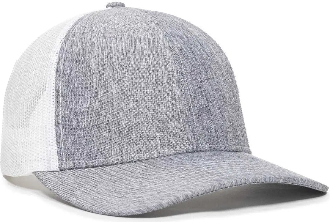 OC Sports OC771V Adjustable Mesh Back Cap - Heathered Gray White - Gray White / 6 7/8’’ - 7 1/2’’