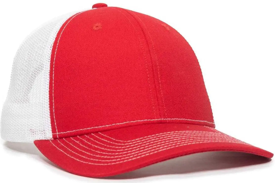 OC Sports OC771V Adjustable Mesh Back Cap - Red White - Red White / 6 7/8’’ - 7 1/2’’