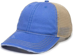 OC Sports OC801 Washed Adjustable Tea-Stained Mesh Back Panels Cap - Bahama Blue Tea Stain - Blue Ivory / 6 7/8’’ - 7