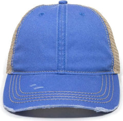 OC Sports OC801 Washed Adjustable Tea-Stained Mesh Back Panels Cap - Bahama Blue Tea Stain - Blue Ivory / 6 7/8’’ - 7
