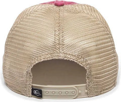 OC Sports OC801 Washed Adjustable Tea-Stained Mesh Back Panels Cap - Ruby Tea Stain - Cardinal Ivory / 6 7/8’’ - 7 1/2’’