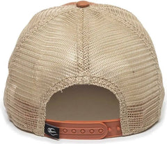 OC Sports OC801 Washed Adjustable Tea-Stained Mesh Back Panels Cap - Rust Tea Stain - Burnt Orange Ivory / 6 7/8’’ - 7