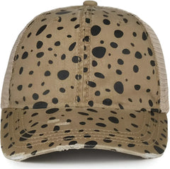 OC Sports OC801P Pattern on Front Panels and Visor Cap - Modern Cheetah Tea Stain - Stain / OSFM