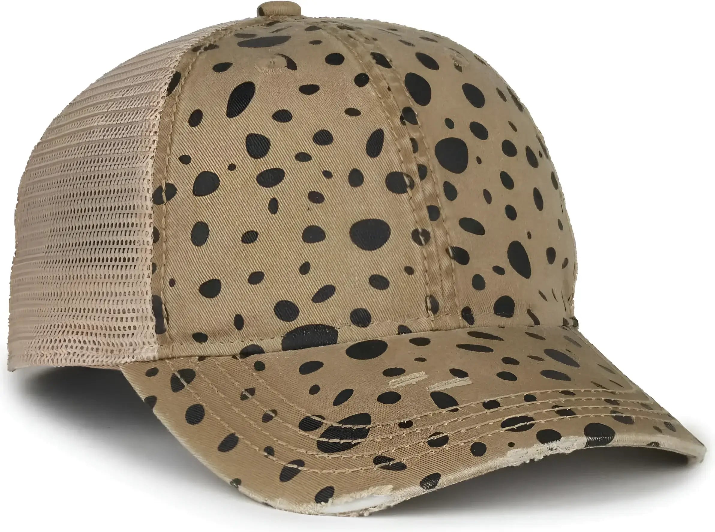 OC Sports OC801P Pattern on Front Panels and Visor Cap - Modern Cheetah Tea Stain - Stain / OSFM