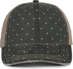OC Sports OC801P Pattern on Front Panels and Visor Cap - Polka Dot Tea Stain - Stain / OSFM