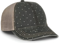 OC Sports OC801P Pattern on Front Panels and Visor Cap - Polka Dot Tea Stain - Stain / OSFM