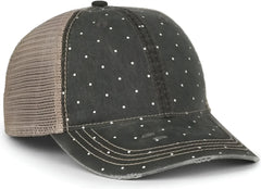 OC Sports OC801P Pattern on Front Panels and Visor Cap - Polka Dot Tea Stain - Stain / OSFM