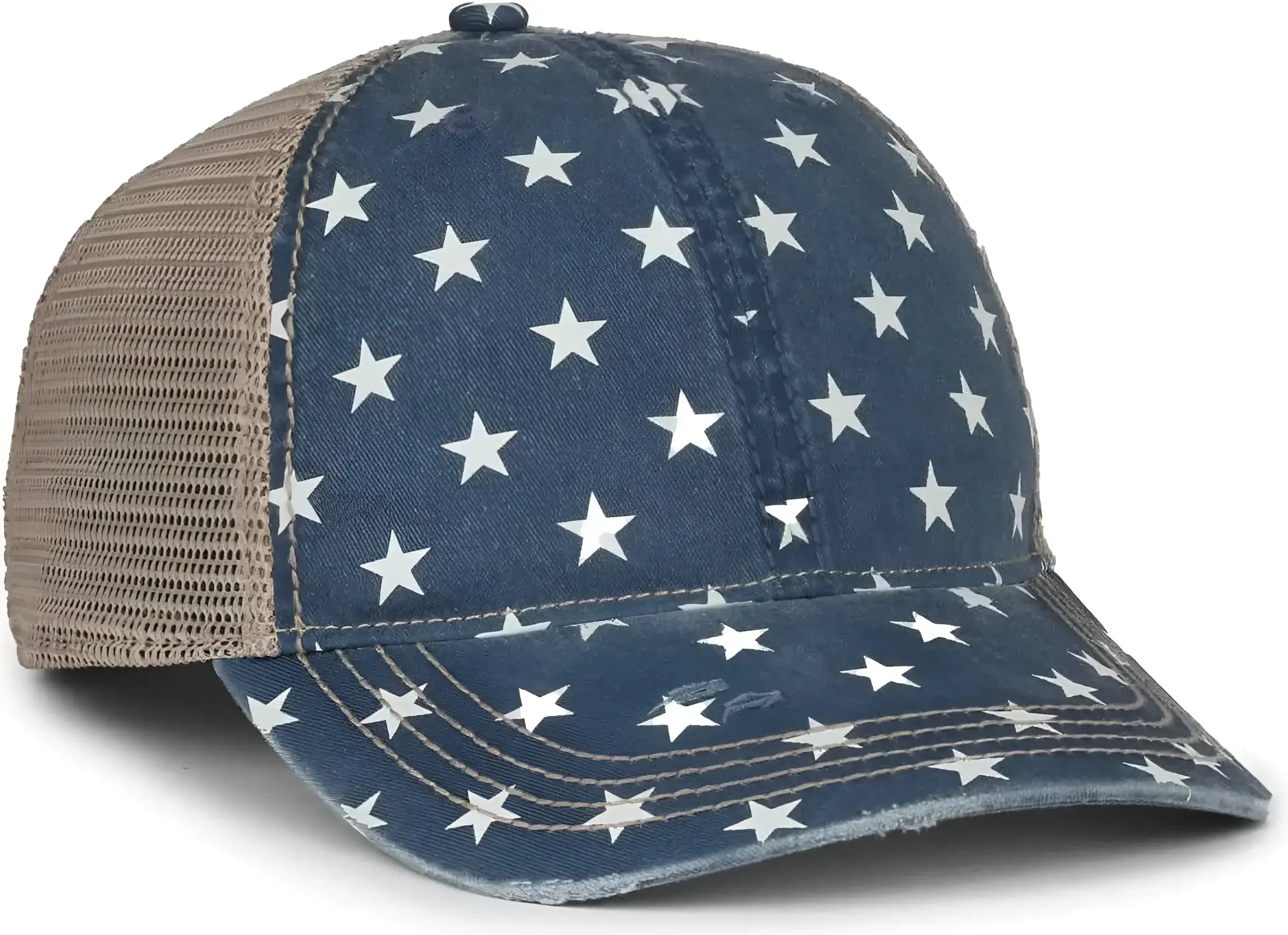 OC Sports OC801P Pattern on Front Panels and Visor Cap - Stars Tea Stain - Stain / OSFM