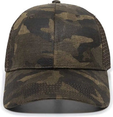 OC Sports OC802 Adjustable Etched Camo Canvas Front Panels Mesh Back Cap - Light Brown Brown - Light Brown Brown / OSFM