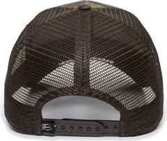 OC Sports OC802 Adjustable Etched Camo Canvas Front Panels Mesh Back Cap - Light Brown Brown - Light Brown Brown / OSFM