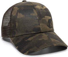 OC Sports OC802 Adjustable Etched Camo Canvas Front Panels Mesh Back Cap - Light Brown Brown - Light Brown Brown / OSFM